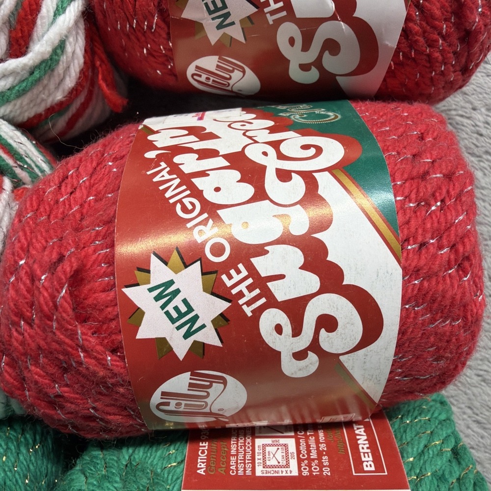 12 Skeins Lily Sugar'n Cream Christmas Sparkle Holiday Yarn Craft Red Green VTG - Picture 8 of 13